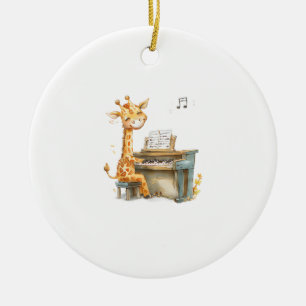 Adorno De Cerámica Un Pequeño Giraffe Juega La Guitarra