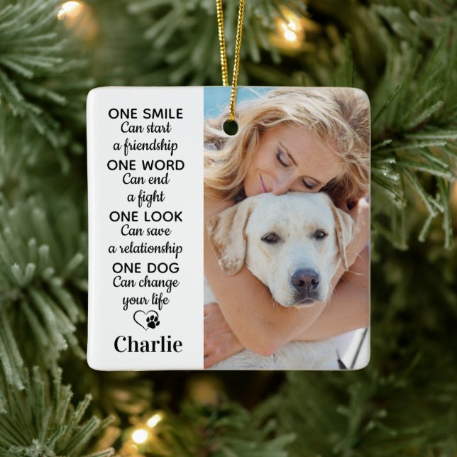 Adorno De Cerámica Un perro personalizado de 2 Mascotas (Árbol)