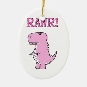 Adorno De Cerámica Un Personalizado Rosa, Un Dinosaurio Rex