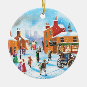 Adorno De Cerámica Un villancico Scrooge y Tim minúsculo del navidad
