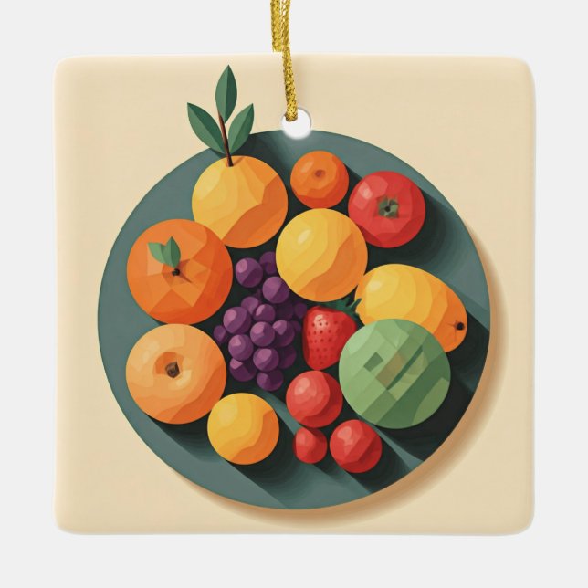 Adorno De Cerámica Una colorida Fiesta de Fruta (Anverso)