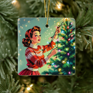 Adorno De Cerámica Una divertida Navidad retro sarcástica y nostálgic