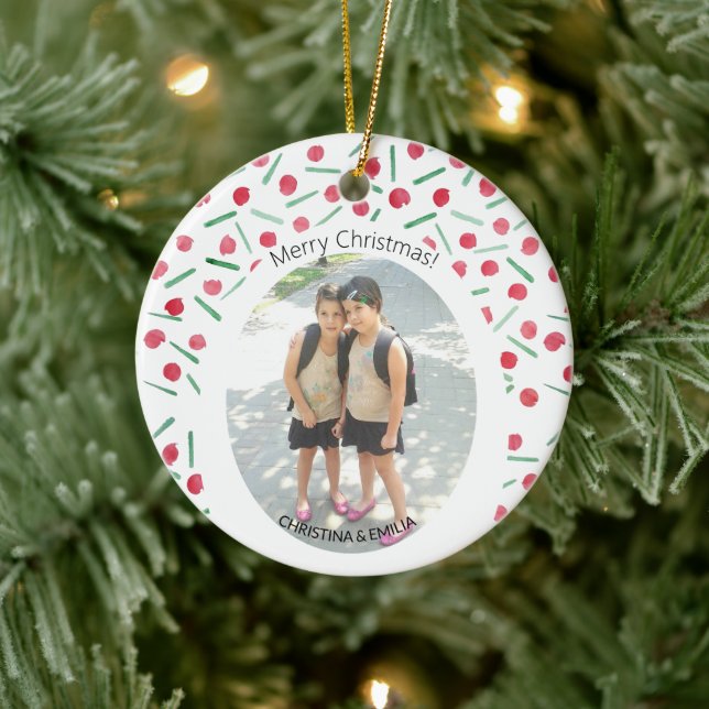 Adorno De Cerámica Una foto de Boho Candy Cane moderno (Árbol)
