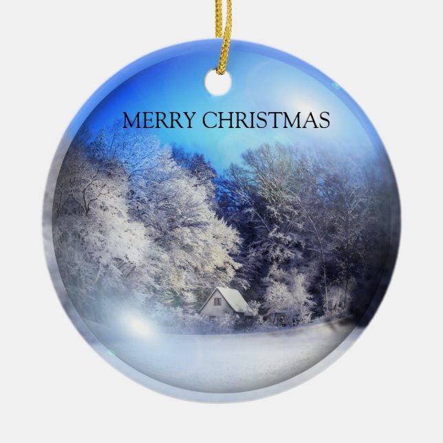 Adorno De Cerámica Una hermosa imagen nevada (Frente)