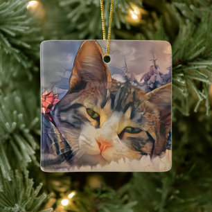 Adorno De Cerámica Una Navidad de gatito