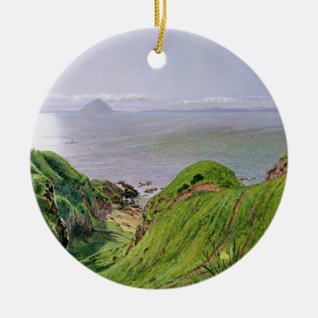 Adorno De Cerámica Una opinión Ailsa Craig y la isla de Arran, 1860 (Frente)