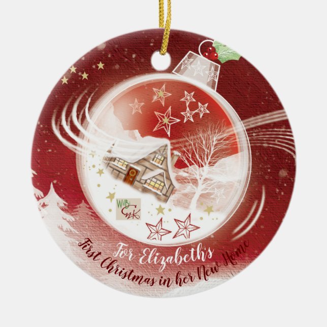 Adorno De Cerámica Una sola persona, un primer Navidad, un nuevo hoga (Frente)
