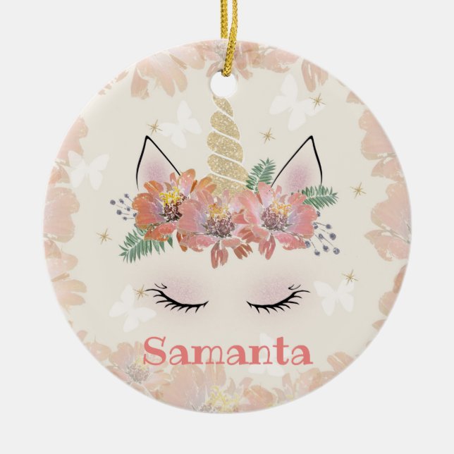 Adorno De Cerámica Unicorn, Unicorn Face, personalizado (Frente)