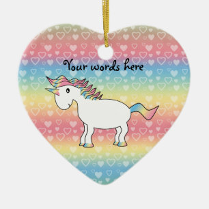Adorno De Cerámica Unicornio blanco lindo del arco iris