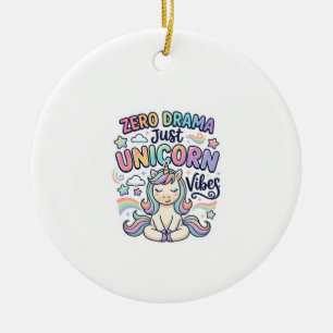 Adorno De Cerámica Unicornio Cero Drama Solo Vibraciones de Unicornio