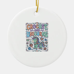 Adorno De Cerámica Unicornio de ganchillo y Unicornio Kawaii Sticker 