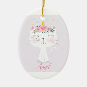 Adorno De Cerámica Unicornio de gato personalizado para niños