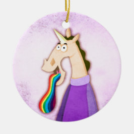 Adorno De Cerámica Unicornio de la lengua del arco iris