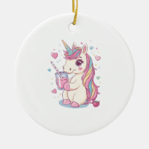 Adorno De Cerámica Unicornio de Leche de Fresa (2)