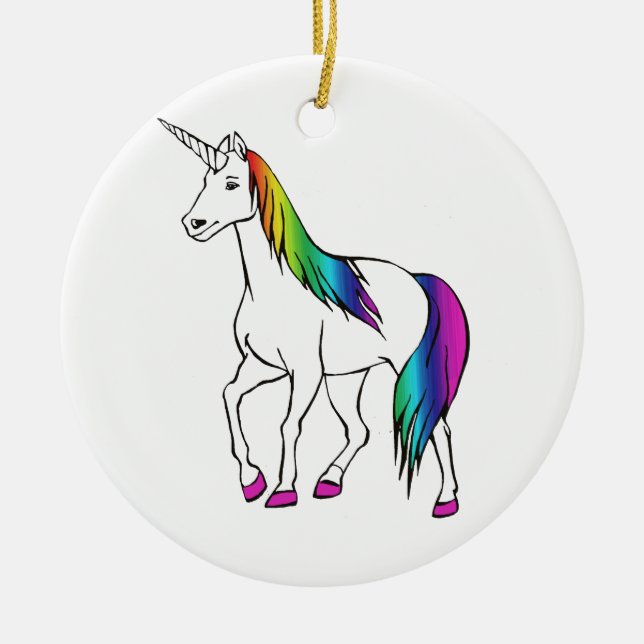 ADORNO DE CERÁMICA UNICORNIO DEL ARCO IRIS (Frente)