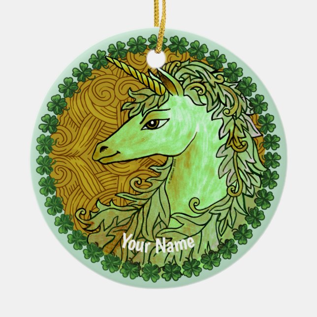 Adorno De Cerámica Unicornio irlandés (Frente)