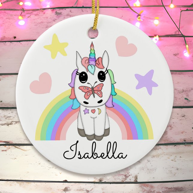 Adorno De Cerámica Unicornio, mariposa y arcoiris personalizados (Subido por el creador)