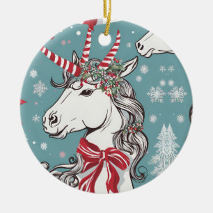 Adorno De Cerámica Unicornio, Navidades mágicos