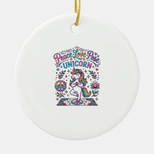Adorno De Cerámica Unicornio Paz Amor Pose Unicornio Fondo Blanco S
