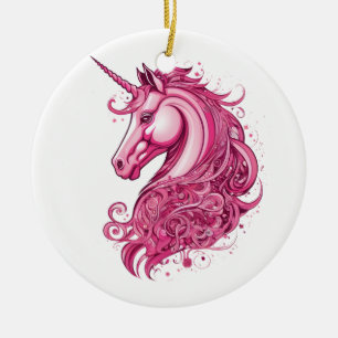 Adorno De Cerámica Unicornio rosa abstracto