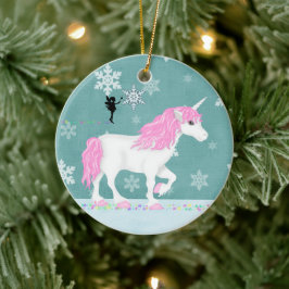 Adorno De Cerámica Unicornio rosa y blanco personalizado y lechón
