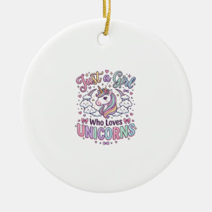 Adorno De Cerámica Unicornio Solo una chica que ama los unicornios Fo