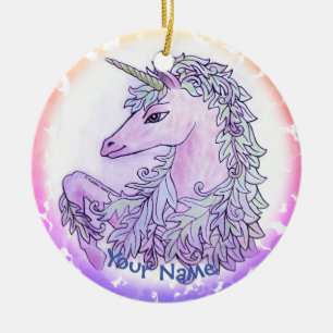 Adorno De Cerámica Unicornio Violeta Real