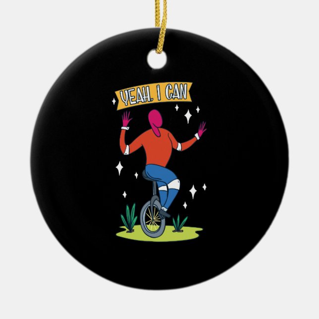 Adorno De Cerámica Unicycle - Sí Puedo (Frente)