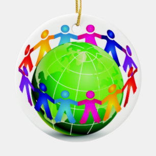 Adorno De Cerámica Unidad - Niños alrededor del mundo - SRF