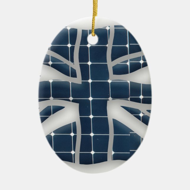 Adorno De Cerámica Union Jack con paneles solares fotovoltaicos. (Frente)