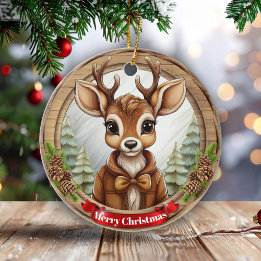 Adorno De Cerámica Unisex Hanging Artwork Pinecone Deer Gift Tag 🦌🎄