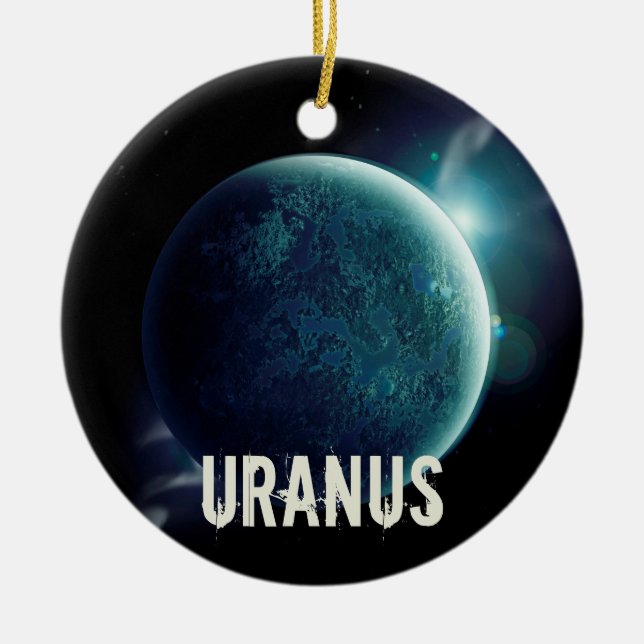Adorno De Cerámica Uranus blue planet 3d universe space illustration (Frente)