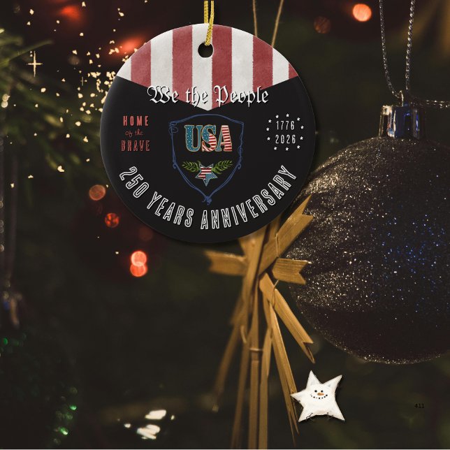 Adorno De Cerámica US 250 Home of the Brave Eagle (US 250 Home of the Brave Eagle Ceramic Ornament)