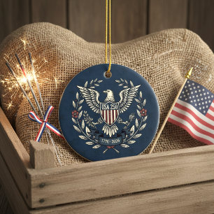 Adorno De Cerámica USA 250 Águila Patriótica Motivo de Patrimonio de 