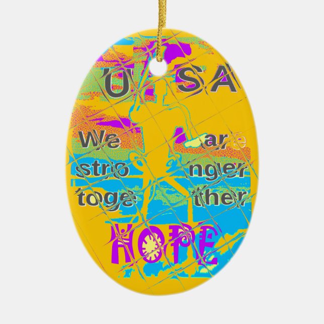 Adorno De Cerámica USA Hillary Hope Stronger Juntos (Frente)