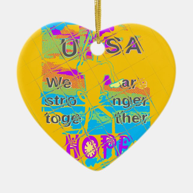 Adorno De Cerámica USA Hillary Hope Stronger Juntos (Frente)