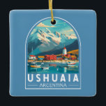 Adorno De Cerámica Ushuaia Argentina Viaje de arte<br><div class="desc">Diseño de viaje de vector retro de Ushuaia. Es una ciudad turística de Argentina. Se encuentra en el archipiélago de Tierra del Fuego,  la punta más meridional de América del Sur,  apodado el "Fin del Mundo".</div>