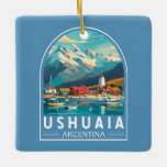 Adorno De Cerámica Ushuaia Argentina Viaje de arte<br><div class="desc">Diseño de viaje de vector retro de Ushuaia. Es una ciudad turística de Argentina. Se encuentra en el archipiélago de Tierra del Fuego,  la punta más meridional de América del Sur,  apodado el "Fin del Mundo".</div>