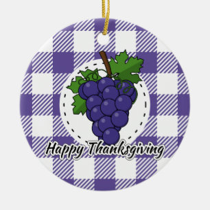 Adorno De Cerámica Uva sobre la pasta violeta - Feliz día de gracias