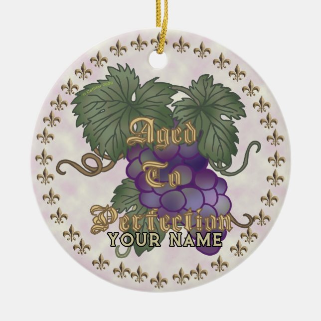 Adorno De Cerámica Uvas De Edad A Perfección (Frente)