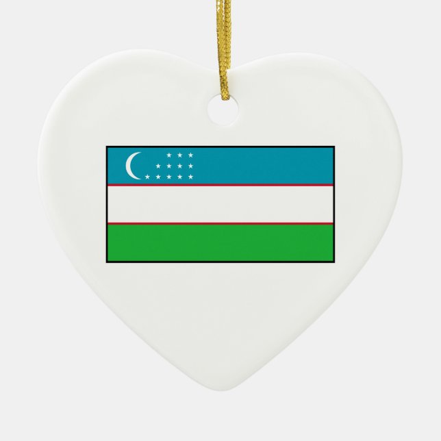 Adorno De Cerámica Uzbekistán - bandera del Uzbek (Frente)