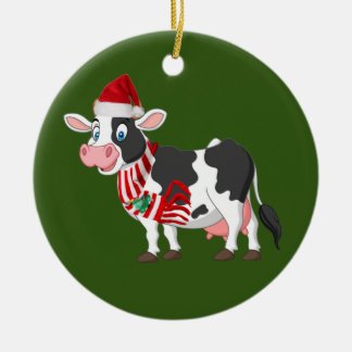 Adorno De Cerámica Vaca con Navidades Gorras Scaft
