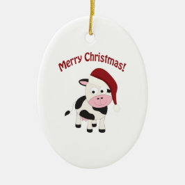 Adorno De Cerámica Vaca de las Felices Navidad