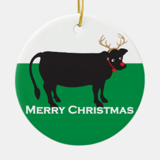 Adorno De Cerámica Vaca de Navidad