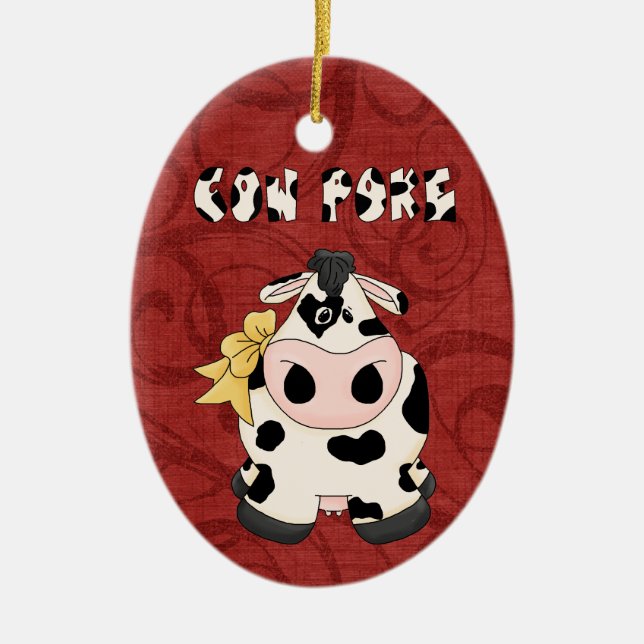 Adorno De Cerámica Vaca del CowPoke del país de la colección del (Frente)