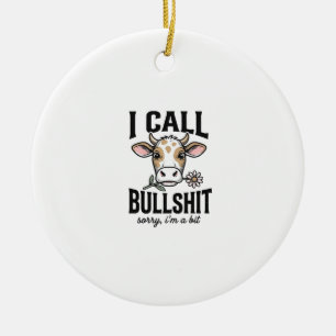 Adorno De Cerámica Vaca Divertida Llamo Diseño de Camiseta Vintage_1