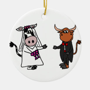 Adorno De Cerámica Vaca divertida y boda de Bull