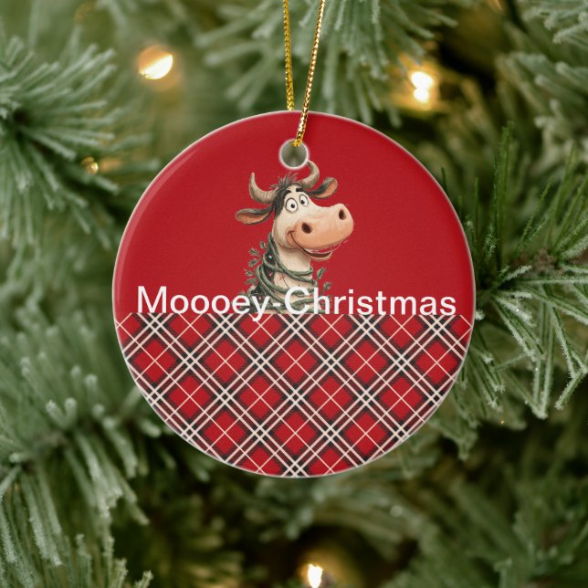 Adorno De Cerámica Vaca navidad (Árbol)