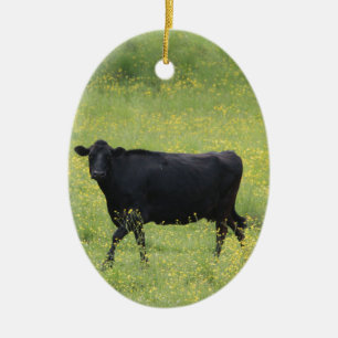 Adorno De Cerámica Vaca negra