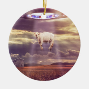 Adorno De Cerámica Vaca secuestrada por arte de la fantasía de los